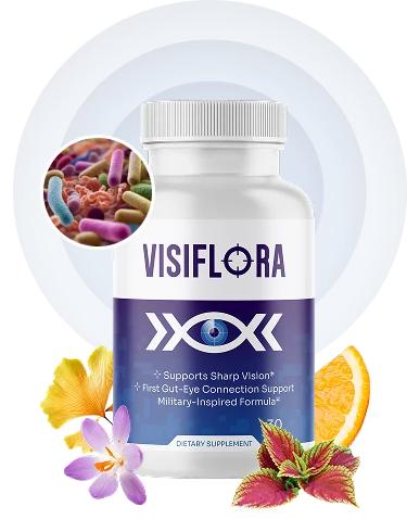 VisiFlora supplement bottle with natural ingredients